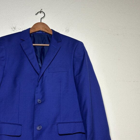 Mantoni Blazer Coat Jacket Men 38R Formal Blue Plain Disco Retro Minimal Party - Picture 7 of 14